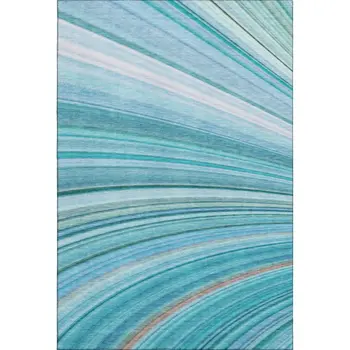 10' X 14' Teal And Ivory Abstract Washable Area Rug With UV Protection
