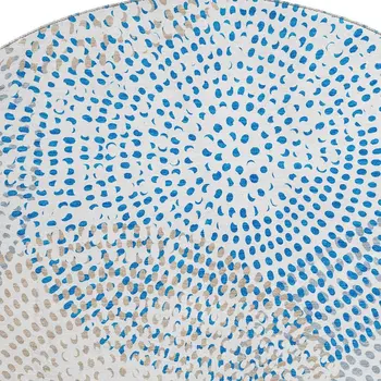 8' Ivory And Blue Abstract Washable Round Rug With UV Protection