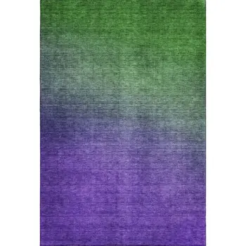 3' X 5' Green And Purple Ombre Washable Area Rug With UV Protection