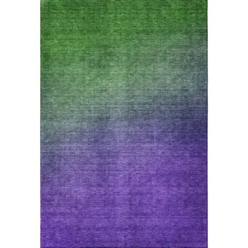 3' X 5' Green And Purple Ombre Washable Area Rug With UV Protection