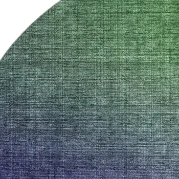 8' Green And Purple Ombre Washable Round Rug With UV Protection