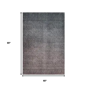5' X 8' Gray And Brown Ombre Washable Area Rug With UV Protection