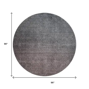 8' Gray And Brown Ombre Washable Round Rug With UV Protection