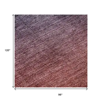 8' X 10' Navy Blue And Red Ombre Washable Area Rug With UV Protection
