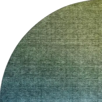 8' Olive Green And Blue Ombre Washable Round Rug With UV Protection