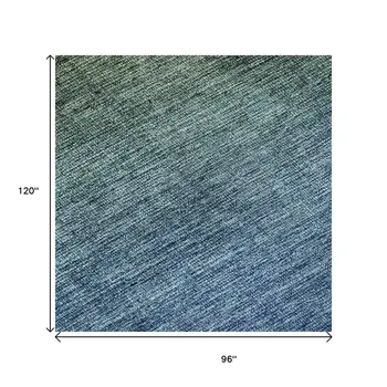 8' X 10' Olive Green And Blue Ombre Washable Area Rug With UV Protection