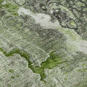 8' X 10' Artichoke Green Gray And Ivory Abstract Washable Area Rug With UV Protection