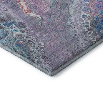 3' X 5' Blue Pink And Purple Abstract Washable Area Rug With UV Protection