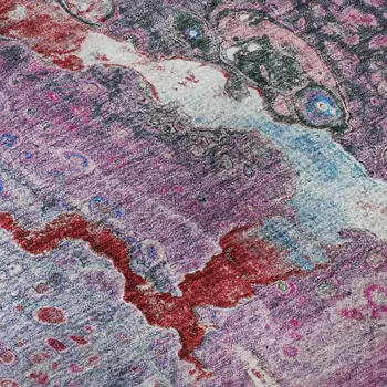 8' X 10' Blue Pink And Purple Abstract Washable Area Rug With UV Protection