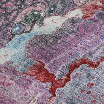 9' X 12' Blue Pink And Purple Abstract Washable Area Rug With UV Protection