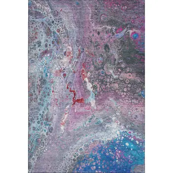 10' X 14' Blue Pink And Purple Abstract Washable Area Rug With UV Protection