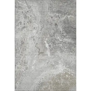 3' X 5' Silver And Gray Abstract Washable Area Rug With UV Protection