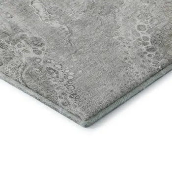 3' X 5' Silver And Gray Abstract Washable Area Rug With UV Protection