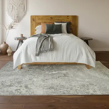 3' X 5' Silver And Gray Abstract Washable Area Rug With UV Protection