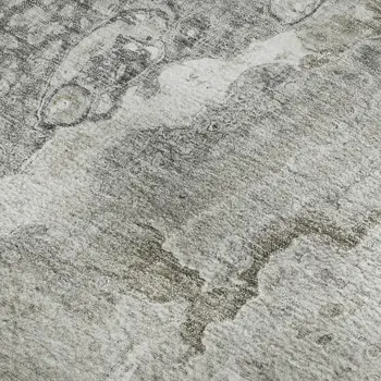 5' X 8' Silver And Gray Abstract Washable Area Rug With UV Protection