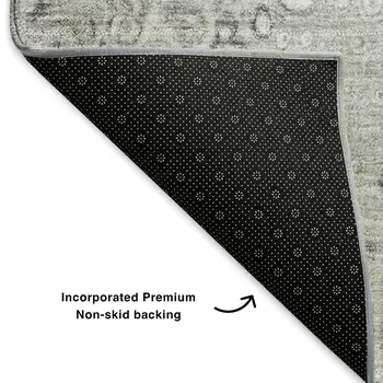 8' X 10' Silver And Gray Abstract Washable Area Rug With UV Protection