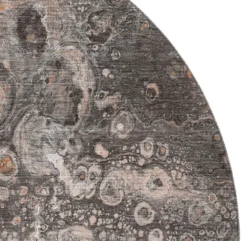 8' Terra Cotta Ivory And Gray Abstract Washable Round Rug With UV Protection