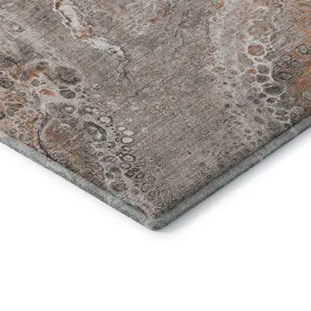 8' X 10' Terra Cotta Ivory And Gray Abstract Washable Area Rug With UV Protection