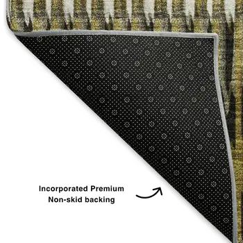 9' X 12' Brown Black And Ivory Striped Washable Area Rug With UV Protection