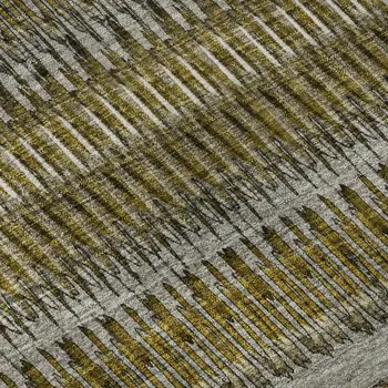 3' X 5' Coffee Ivory And Gray Striped Washable Area Rug With UV Protection