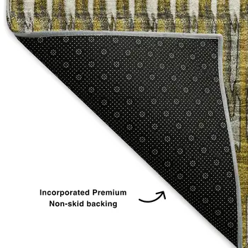 5' X 8' Coffee Ivory And Gray Striped Washable Area Rug With UV Protection