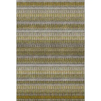 5' X 8' Coffee Ivory And Gray Striped Washable Area Rug With UV Protection