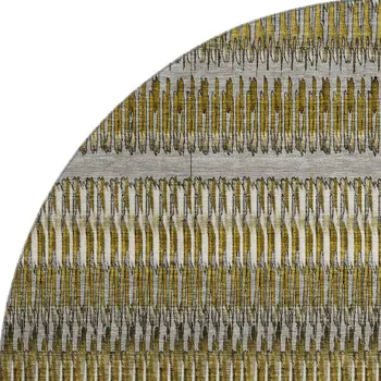 8' Coffee Ivory And Gray Striped Washable Round Rug With UV Protection