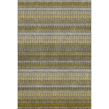 10' X 14' Coffee Ivory And Gray Striped Washable Area Rug With UV Protection