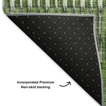 10' X 14' Green Ivory And Gray Striped Washable Area Rug With UV Protection