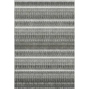 8' X 10' Gray And Ivory Striped Washable Area Rug With UV Protection