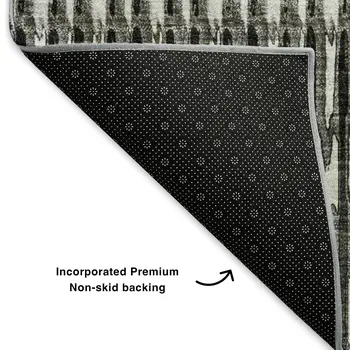 8' X 10' Gray And Ivory Striped Washable Area Rug With UV Protection