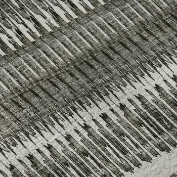 8' X 10' Gray And Ivory Striped Washable Area Rug With UV Protection