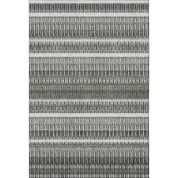 8' X 10' Gray And Ivory Striped Washable Area Rug With UV Protection