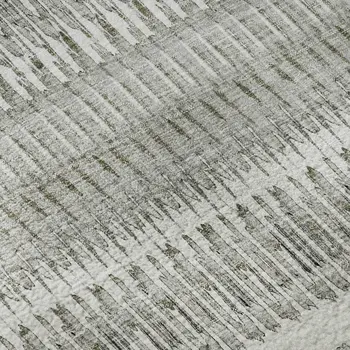 8' Ivory And Gray Striped Washable Round Rug With UV Protection