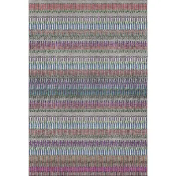 10' X 14' Taupe Purple And Blue Striped Washable Area Rug With UV Protection