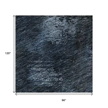 8' X 10' Blue Black And Gray Abstract Washable Area Rug With UV Protection