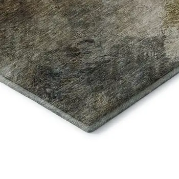 8' X 10' Chocolate Gray And Charcoal Abstract Washable Area Rug With UV Protection