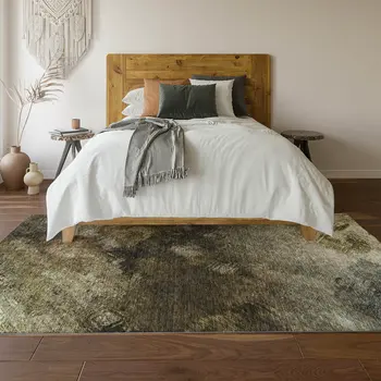 8' X 10' Chocolate Gray And Charcoal Abstract Washable Area Rug With UV Protection