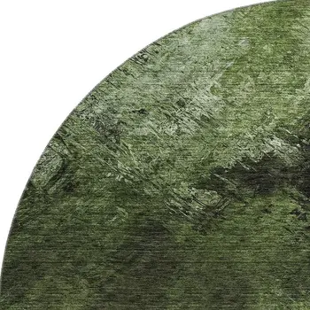 8' Green Gray And Charcoal Abstract Washable Round Rug With UV Protection