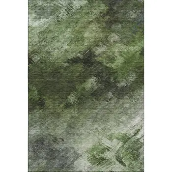 10' X 14' Green Gray And Charcoal Abstract Washable Area Rug With UV Protection