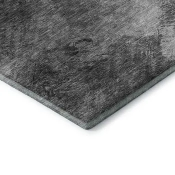 3' X 5' Gray Silver And Black Abstract Washable Area Rug With UV Protection