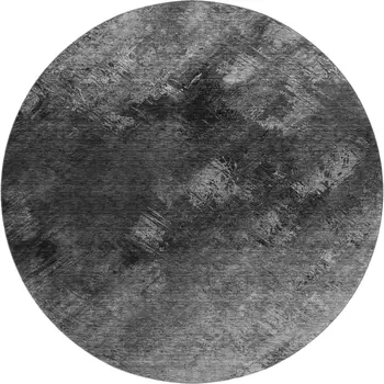 8' Gray Silver And Black Abstract Washable Round Rug With UV Protection