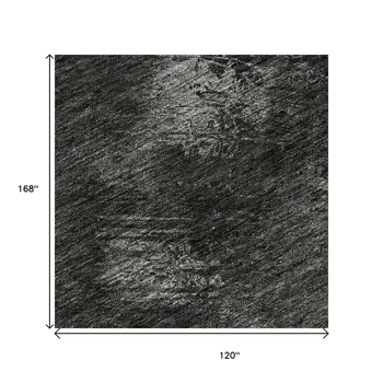 10' X 14' Gray Silver And Black Abstract Washable Area Rug With UV Protection