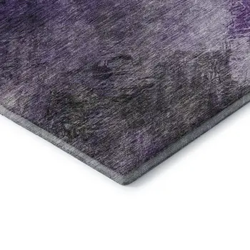 5' X 8' Purple Gray And Ivory Abstract Washable Area Rug With UV Protection