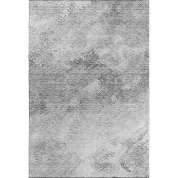 9' X 12' Silver And Gray Abstract Washable Area Rug With UV Protection