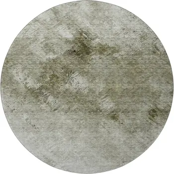 8' Taupe Ivory And Gray Abstract Washable Round Rug With UV Protection