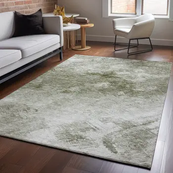 8' X 10' Taupe Ivory And Gray Abstract Washable Area Rug With UV Protection