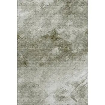 8' X 10' Taupe Ivory And Gray Abstract Washable Area Rug With UV Protection