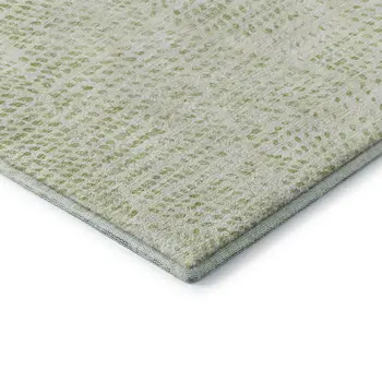 8' Artichoke Green And Ivory Diamond Washable Round Rug With UV Protection