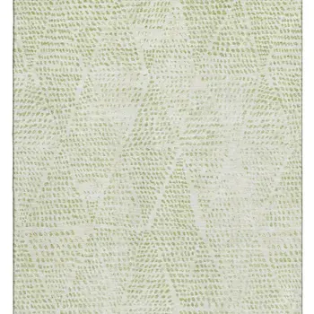 9' X 12' Artichoke Green And Ivory Diamond Washable Area Rug With UV Protection